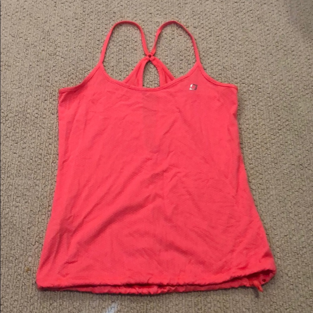 Lorna Jane workout tank top mesh coral XS EUC